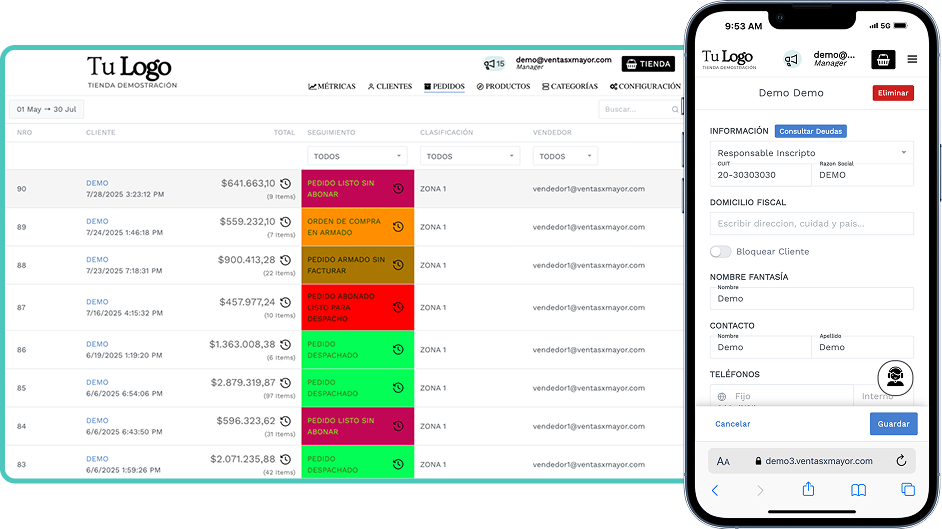 Cargar pedidos mayoristas con sistema VentasxMayor