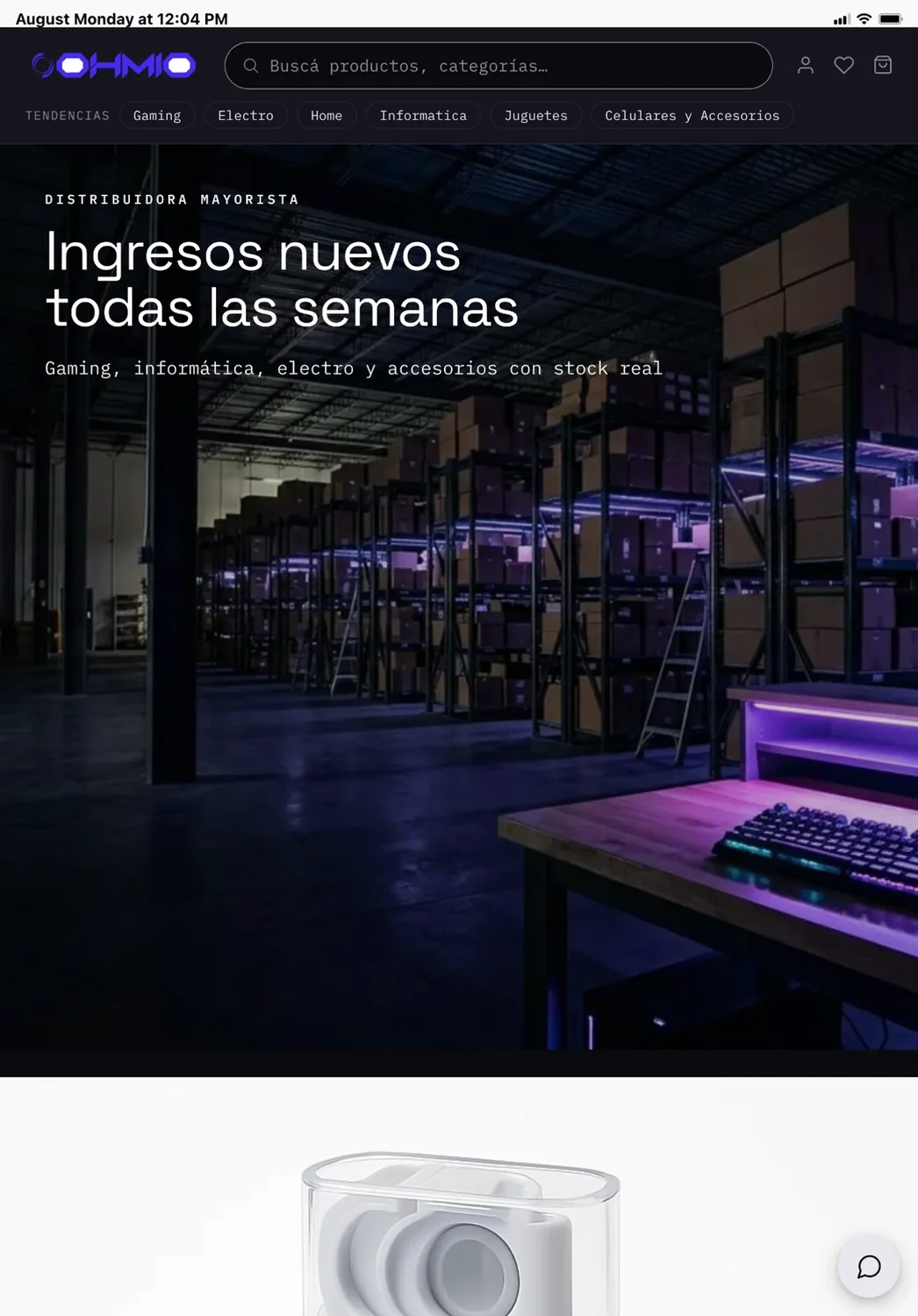 La misma tienda mayorista de tecnología en una tablet